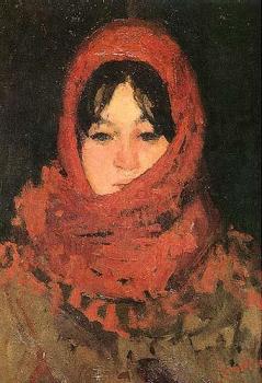 Ion Andreescu : The red scarf